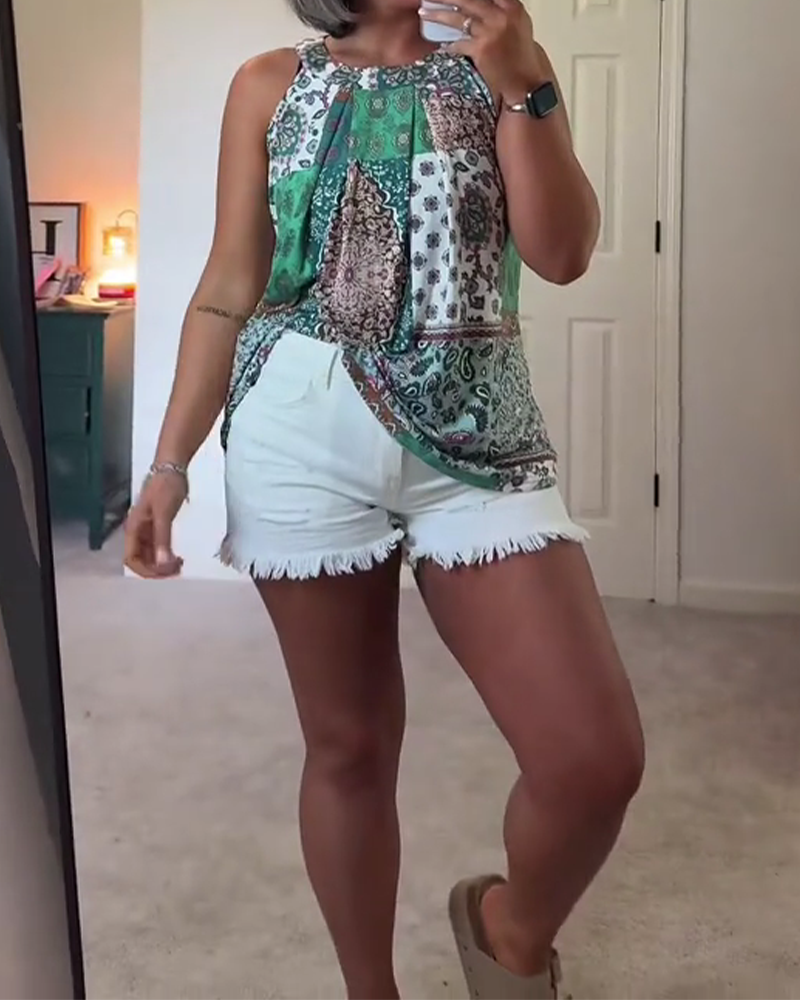 Sleeveless Printed Vest