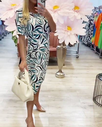 Round Neck Floral Straight Dress