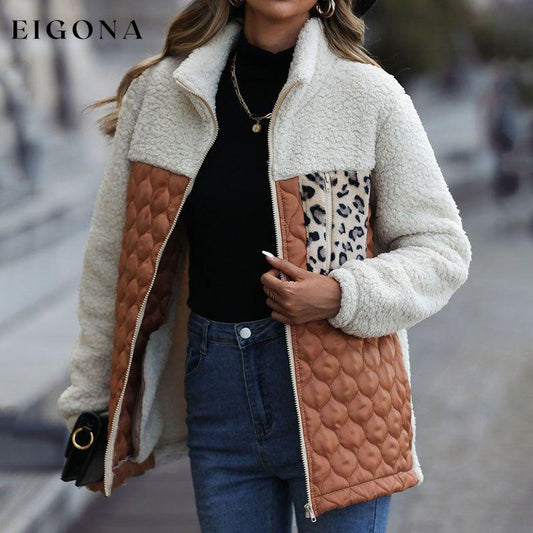Patchwork Warm Plush Coat Coffee best Best Sellings cardigan cardigans clothes Sale tops Topseller