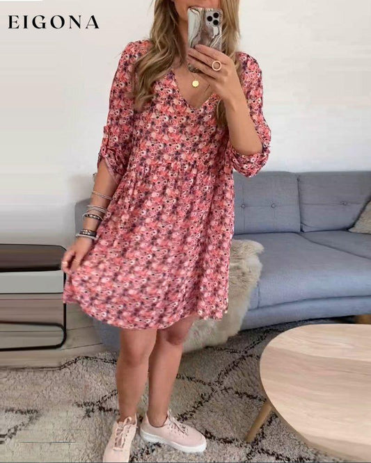 Cute V Neck A-Line Casual Dress Pink 23BF Casual Dresses Clothes Dresses Spring Summer vacation dresses