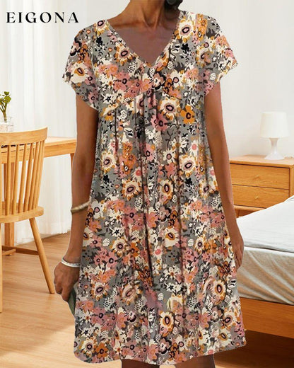 Floral Print Dress Orange 23BF casual dresses Clothes Dresses Spring summer