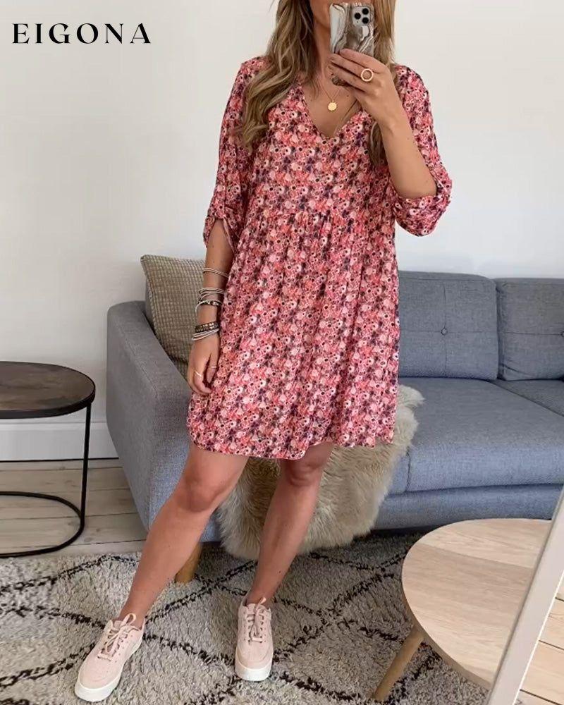 Cute V Neck A-Line Casual Dress 23BF Casual Dresses Clothes Dresses Spring Summer vacation dresses