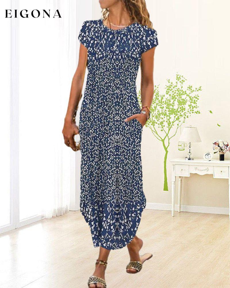 Round Neck Printed Dress 23BF Casual Dresses Clothes Dress Dresses Summer