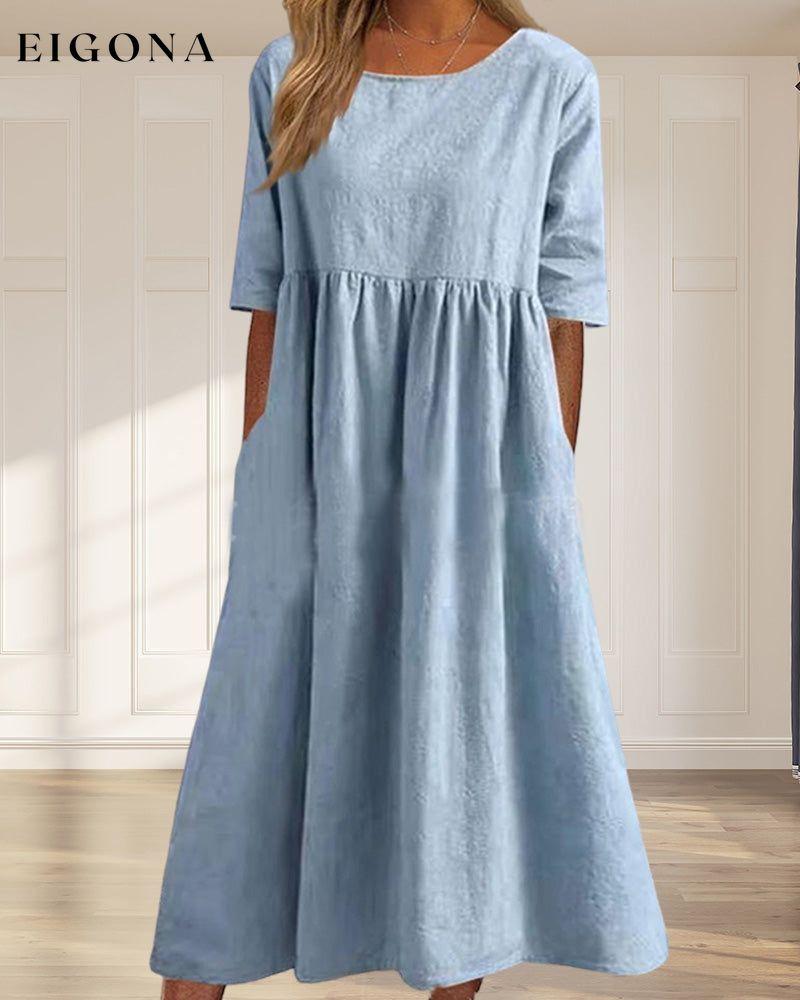 Cotton linen solid color dress 23BF Casual Dresses Clothes Cotton and Linen Dresses Spring Summer