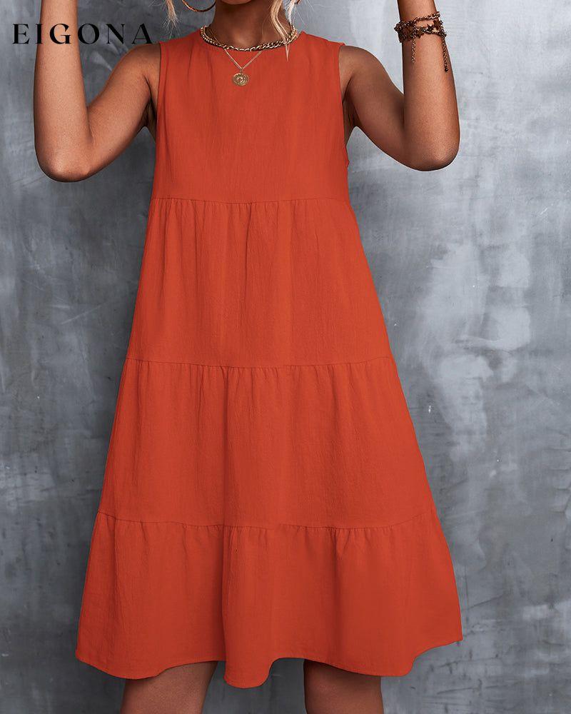 A-Line sleeveless solid color dress Orange 23BF Casual Dresses Clothes Dresses Summer