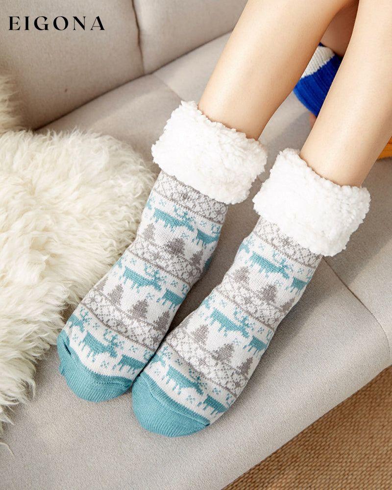 Christmas elk snow socks Cyan 23BF ACCESSORIES christmas Clothes