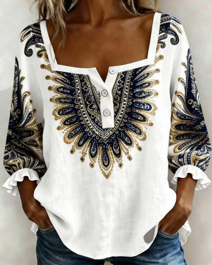 Bohemian Square Neck Blouse