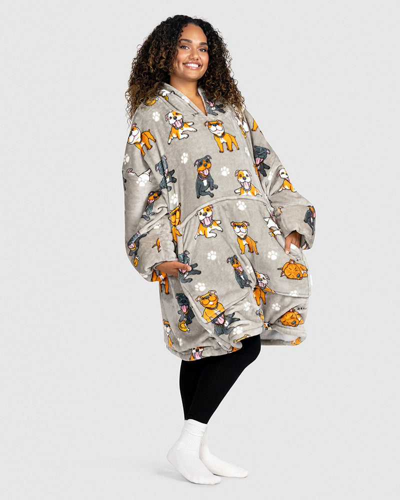 Staffy Printed Loose Blanket Hoodie 2024 f/w Blanket Hoodies