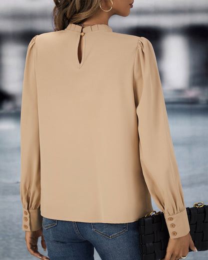 Stand collar solid color top 2023 F/W 23BF Blouses & Shirts Spring