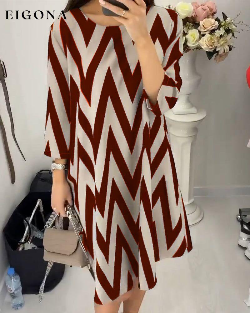 Printed loose dress Burgundy 2023 F/W 23BF Casual Dresses Clothes Dresses Spring