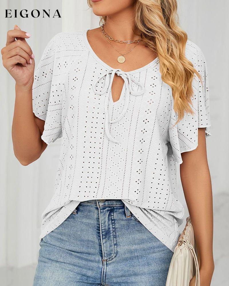 Lace Up T-shirt with Short Sleeves 23BF clothes Short Sleeve Tops Summer T-shirts Tops/Blouses