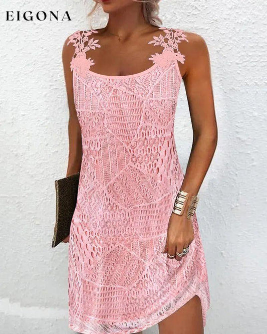 Solid color lace dress Pink Casual Dresses Clothes Dresses SALE Summer