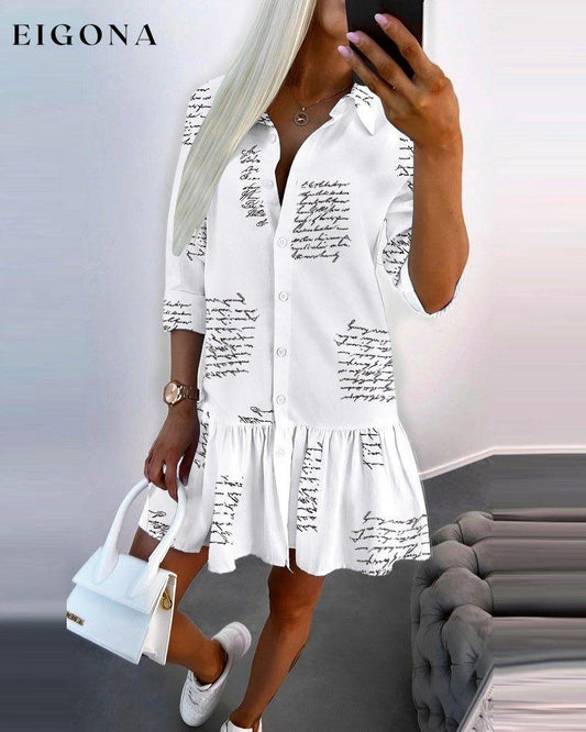 Letter print shirt dress White 23BF Casual Dresses Clothes Dresses Spring Summer