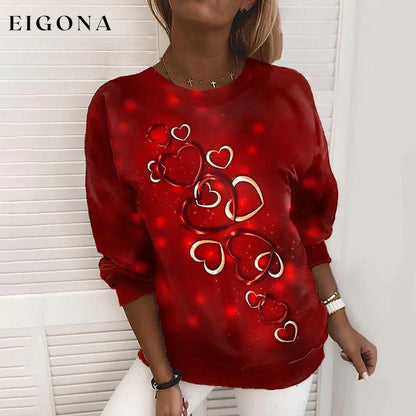 Casual Heart Print Sweatshirt best Best Sellings clothes Plus Size Sale tops Topseller