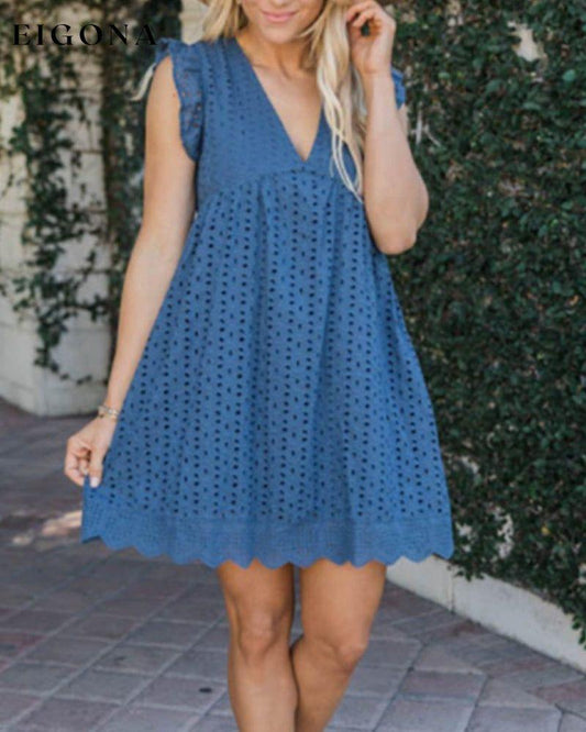 Lace above-knee dress Blue 23BF 23BK casual dresses Clothes Dresses Spring summer vacation dresses