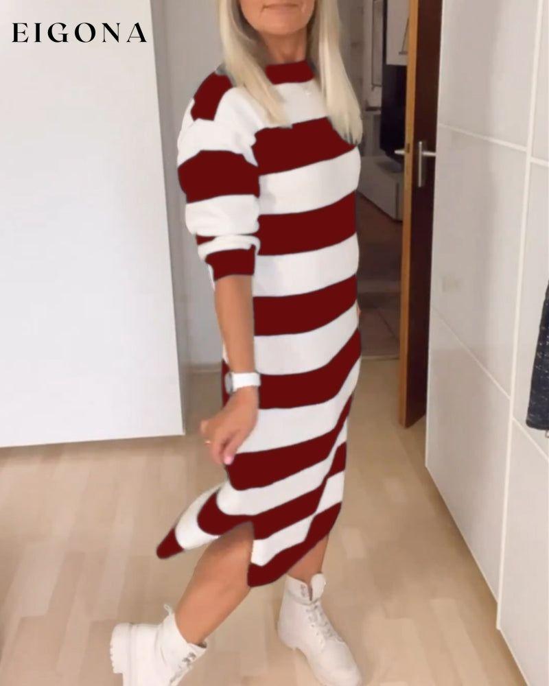 Round Neck Striped Dress 2023 F/W 23BF Casual Dresses Clothes Dresses Spring