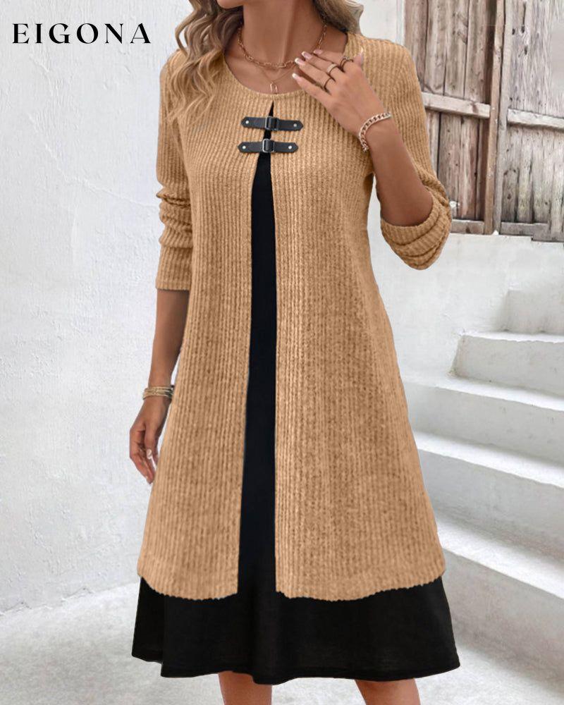 Patchwork rib long sleeve dress 2023 f/w 23BF casual dresses Clothes Dresses