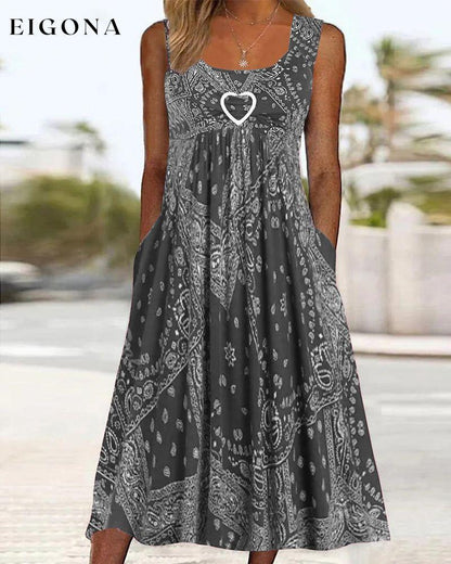 Printed sleeveless dress Gray 23BF Casual Dresses Clothes Dresses Spring Summer
