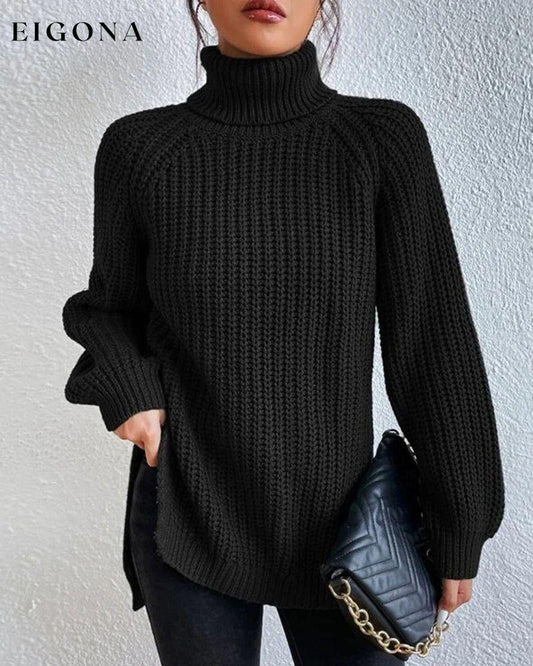 Raglan sleeve turtleneck slit sweater Black 2023 F/W 23BF clothes discount Pullovers Sweaters Sweaters & Cardigans Tops/Blouses