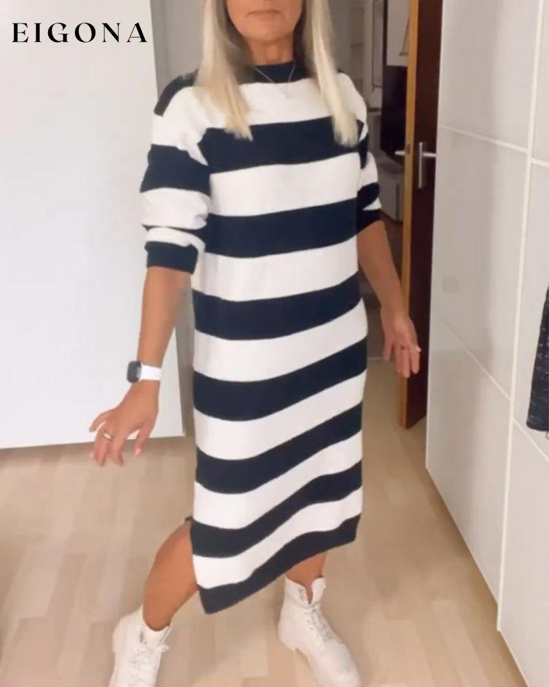 Round Neck Striped Dress 2023 F/W 23BF Casual Dresses Clothes Dresses Spring