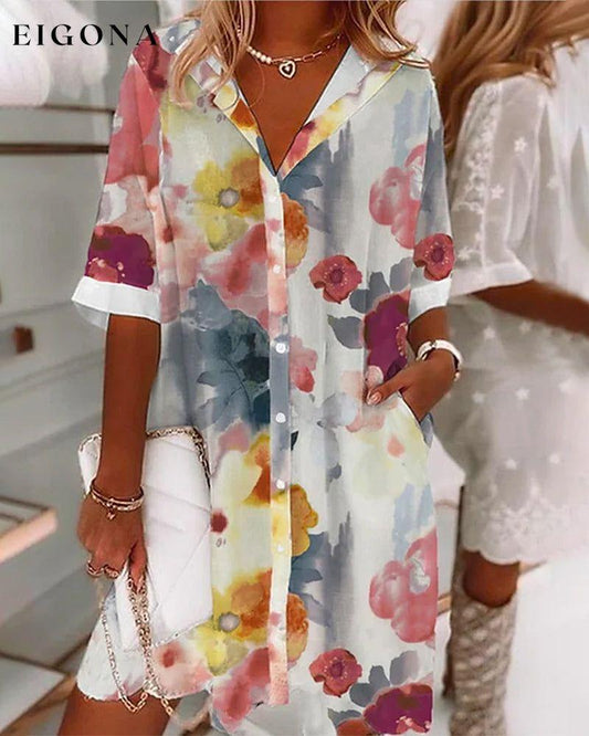 Half-sleeved loose shirt dress White 23BF Casual Dresses Clothes Dresses Spring Summer