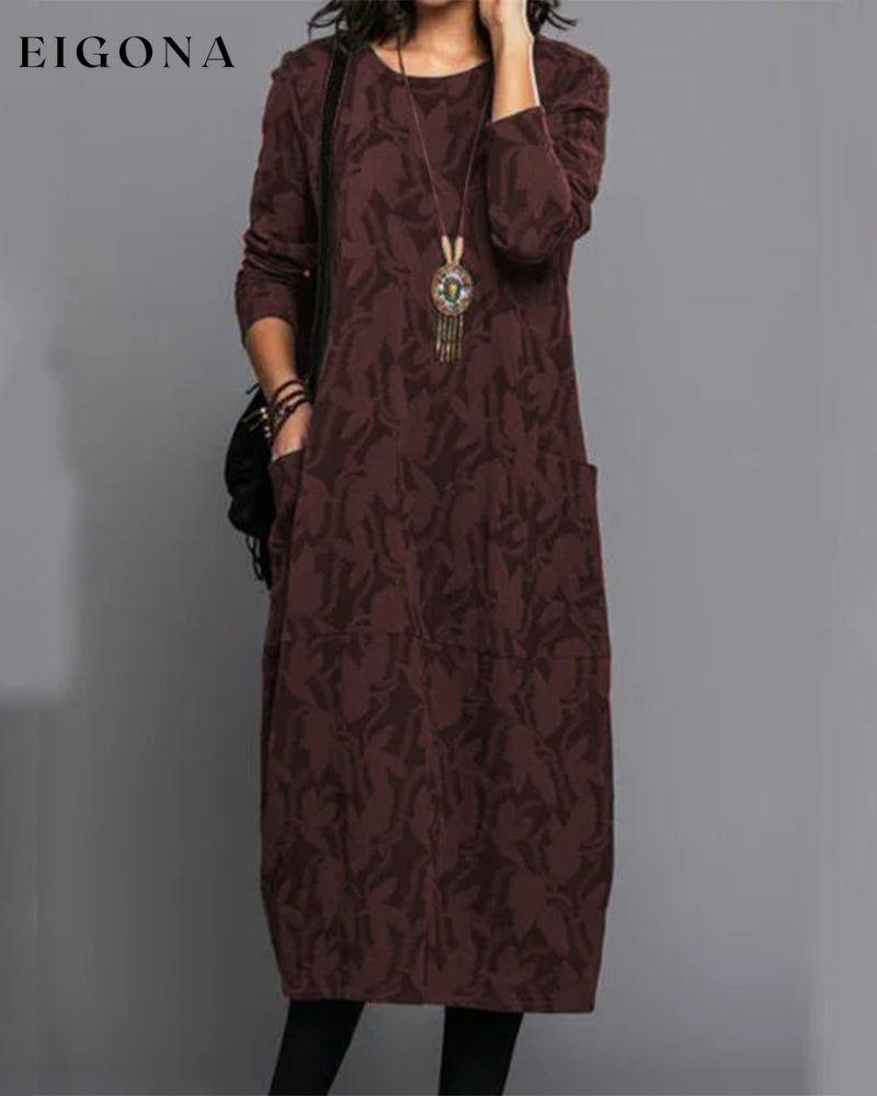 Patterned Dress with Long sleeves with Pockets Brown 2022 f/w 2023 F/W 23BF casual dresses Clothes discount Dresses