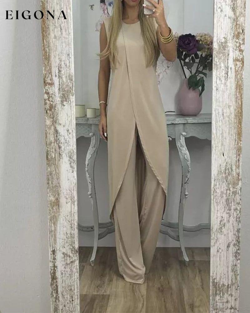 Sleeveless two-piece set Beige Casual Dresses Clothes Dresses SALE Summer Two-Piece Sets