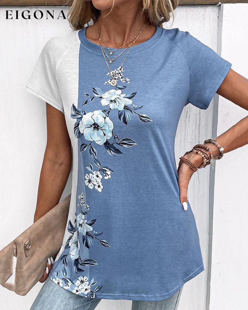 Patchwork floral print t-shirt 23BF clothes Short Sleeve Tops Spring Summer T-shirts Tops/Blouses