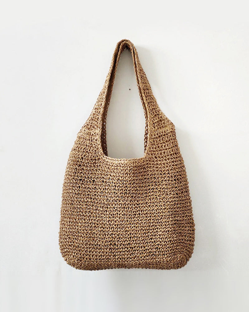 Artistic beach handmade straw bag