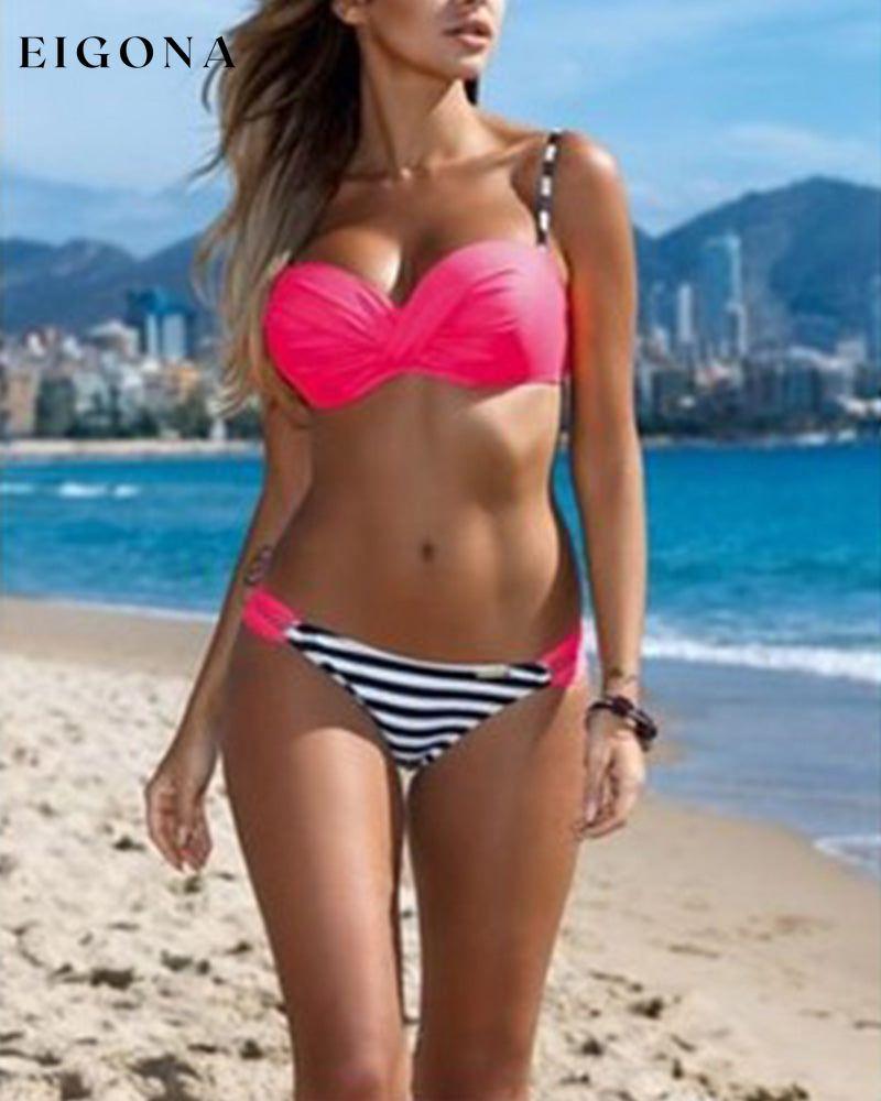 Striped print bikini Fuchsia 23BF Bikinis Clothes Summer Swimwear