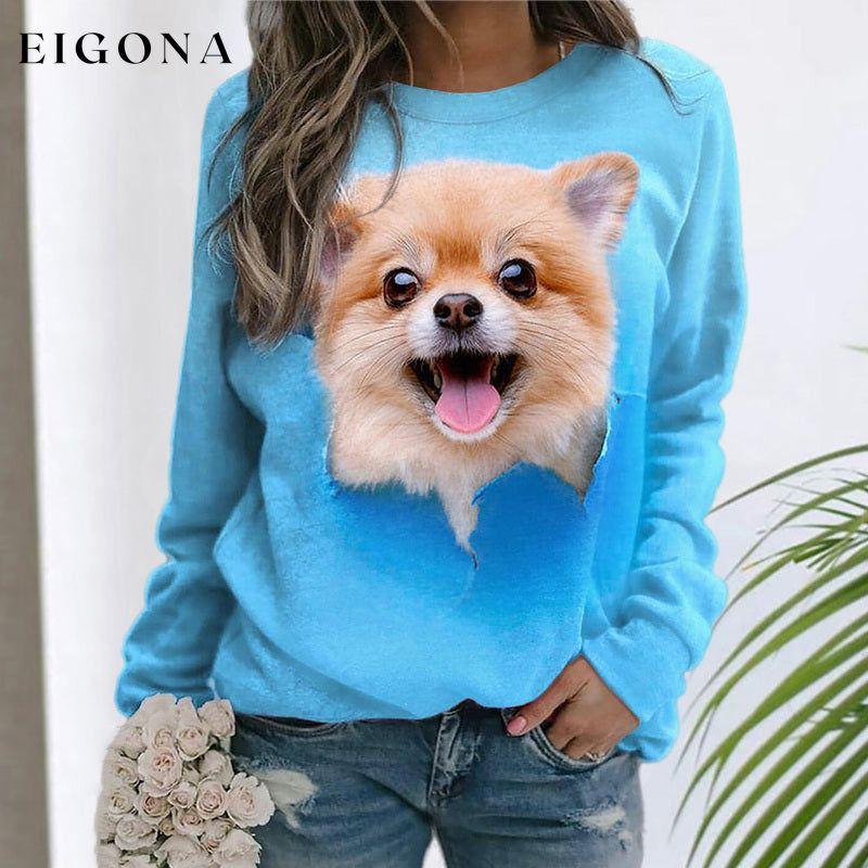 Cute 3D Dog Print T-Shirt Blue Best Sellings clothes Plus Size Sale tops Topseller