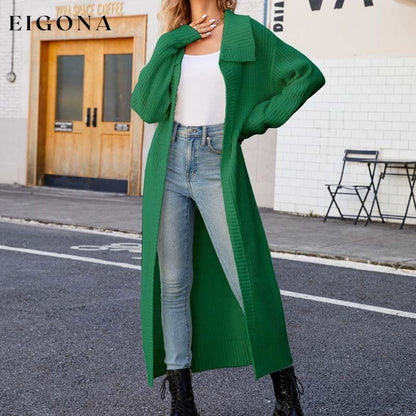 Casual Solid Colour Long Cardigan Green best Best Sellings cardigan cardigans clothes Plus Size Sale tops Topseller