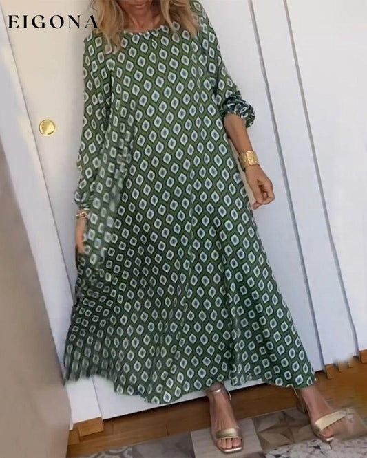 Geometric print casual dress Green 23BF Casual Dresses Clothes Dresses Spring Summer