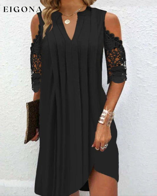 Elegant Lace Sleeves Party Dress Black 23BF Casual Dresses Clothes Dresses Evening Dresses Party Dresses Summer