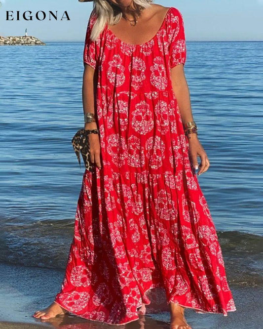 Loose Skull Print Maxi Dress Red 23BF Casual Dresses Clothes Dresses Summer
