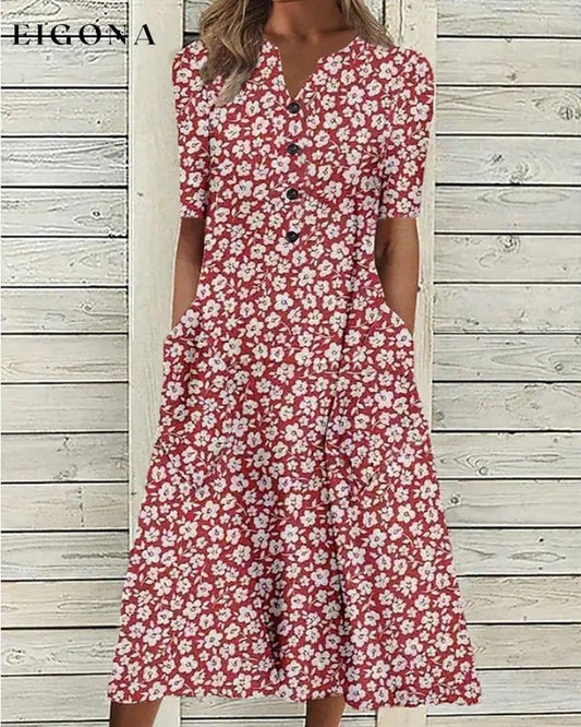 A-line dress in floral print Red 2022 F/W 23BF Casual Dresses Clothes Dresses Spring Summer