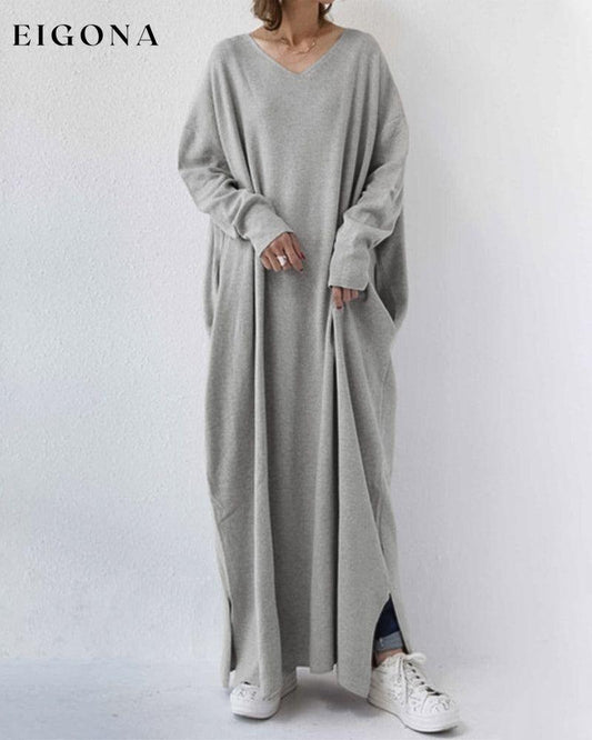 Long sleeve v neck swing dress Gray 2022 f/w 23BF casual dresses Clothes Dresses