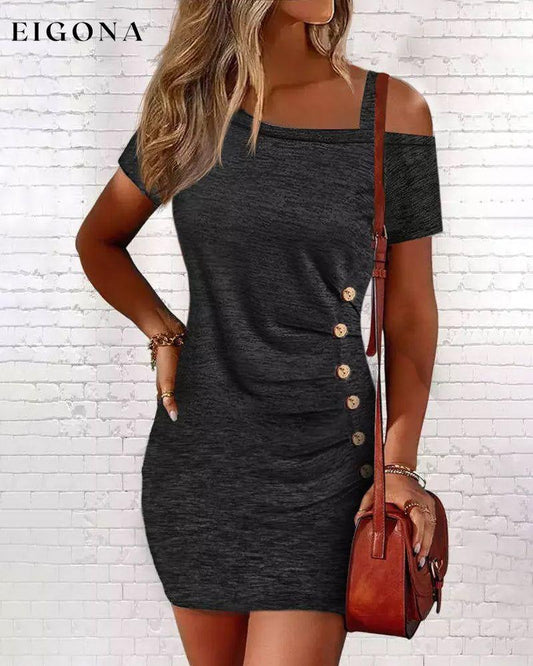 Solid color strapless dress Black 23BF Casual Dresses Clothes Dresses Spring Summer