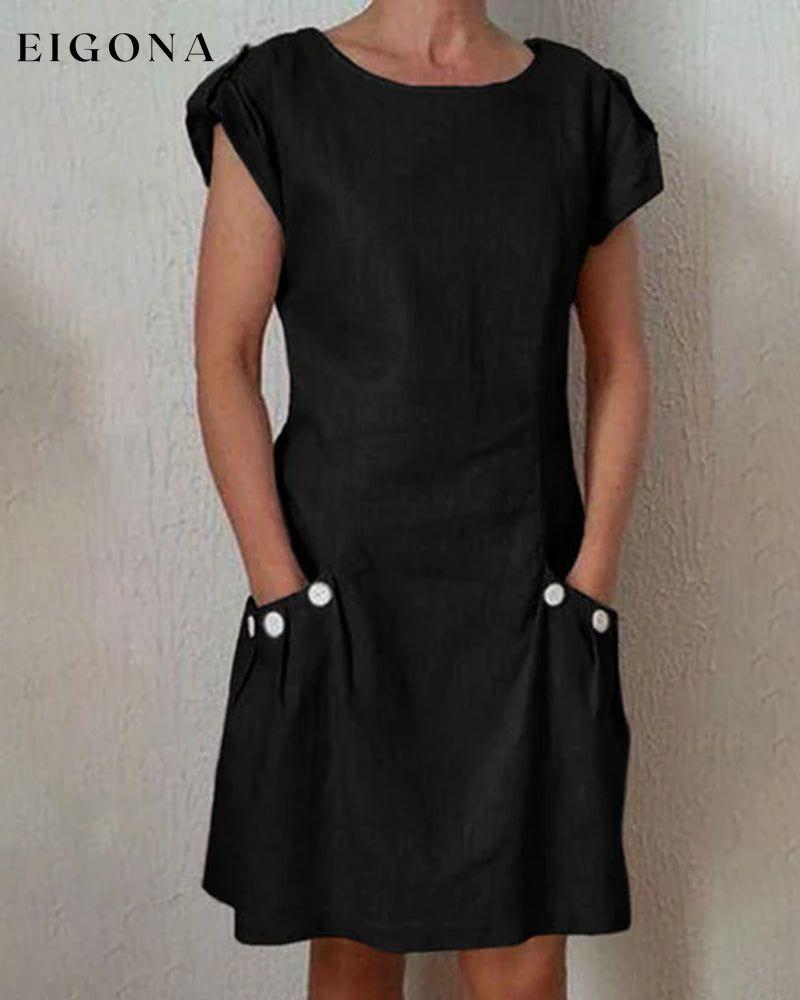 Solid color dress with pockets Black 23BF casual dresses Clothes Dresses Spring Summer