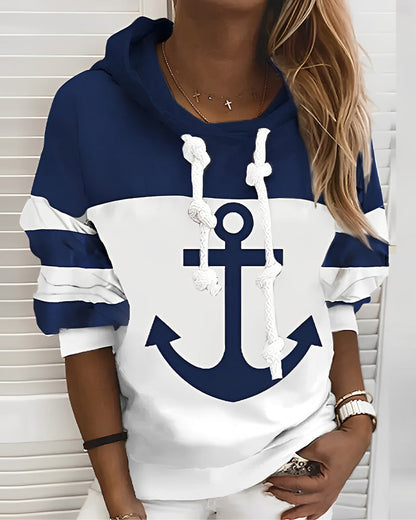 Stripe and anchor print hoodie 2022 F/W 2023 F/W 23BF Hoodies