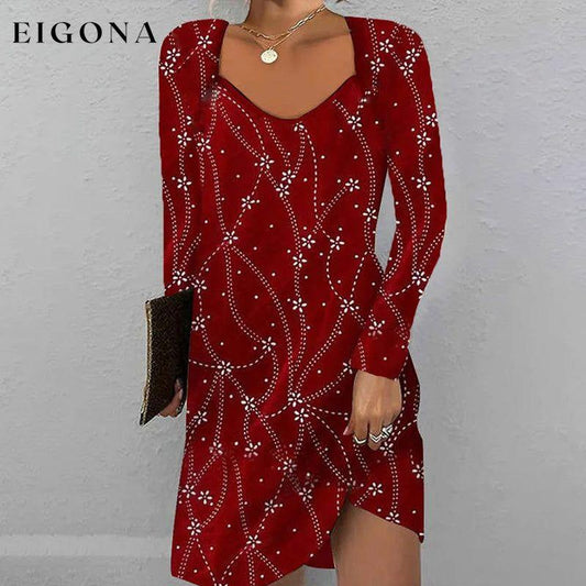 Elegant Floral Print Dress Red best Best Sellings casual dresses clothes Plus Size Sale short dresses Topseller