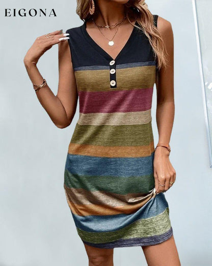 Striped print buttoned tank top dress Multicolored 23BF Casual Dresses Clothes Dresses Summer