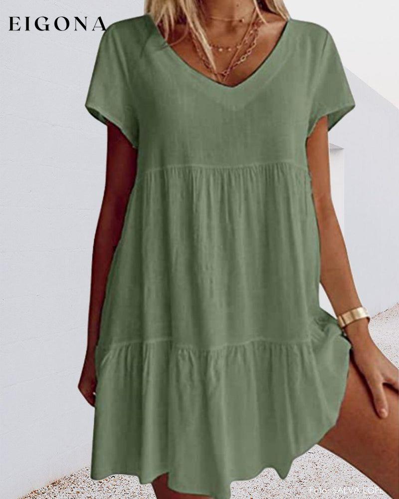 Loose casual short sleeve dress Green 23BF Casual Dresses Clothes discount Dresses Spring Summer Vacation Dresses