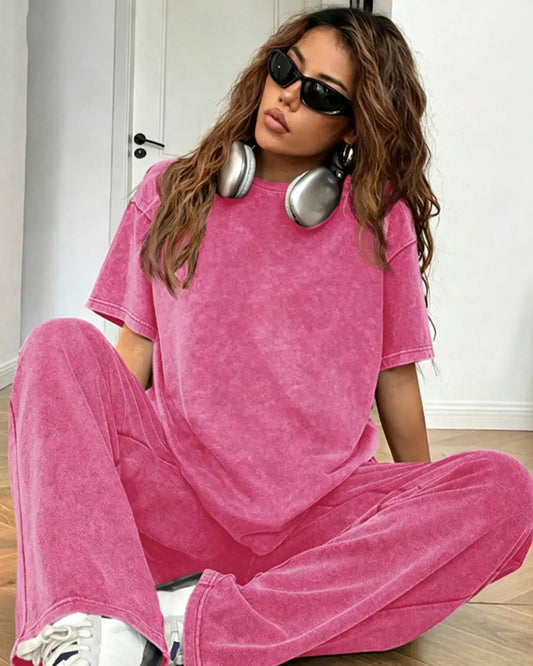 Distressed Short Sleeve Casual Set spring summer two-piece sets