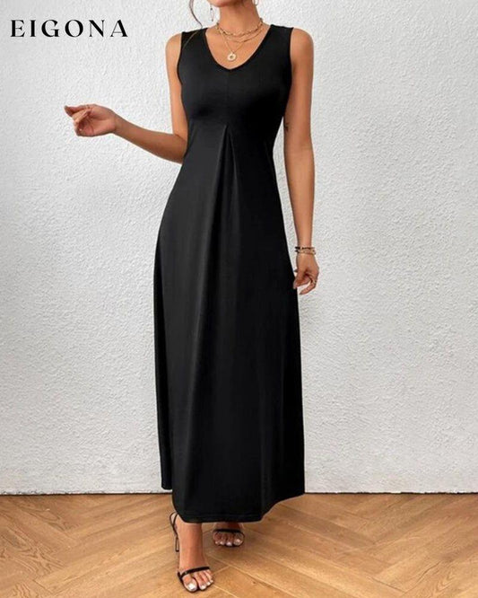 V-neck solid color maxi dress Black 23BF Casual Dresses Clothes Dresses SALE Summer