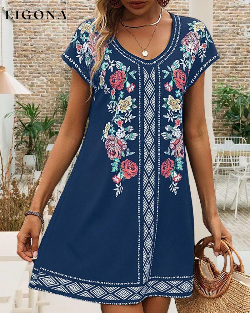 Printed Short sleeve casual dress 23BF Casual Dresses Clothes Dresses Summer