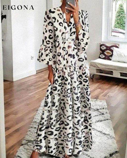 Loose leopard print dress White 23BF Casual Dresses Clothes Dresses Spring Summer Vacation Dresses