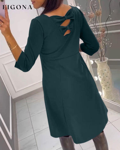 Solid color dress with bow at back Green 2023 f/w 23BF casual dresses Clothes Dresses spring