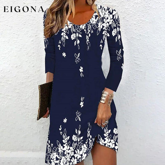 Floral Print Vintage Dress Dark Blue best Best Sellings casual dresses clothes Plus Size Sale short dresses Topseller