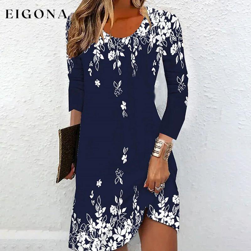 Floral Print Vintage Dress Dark Blue best Best Sellings casual dresses clothes Plus Size Sale short dresses Topseller
